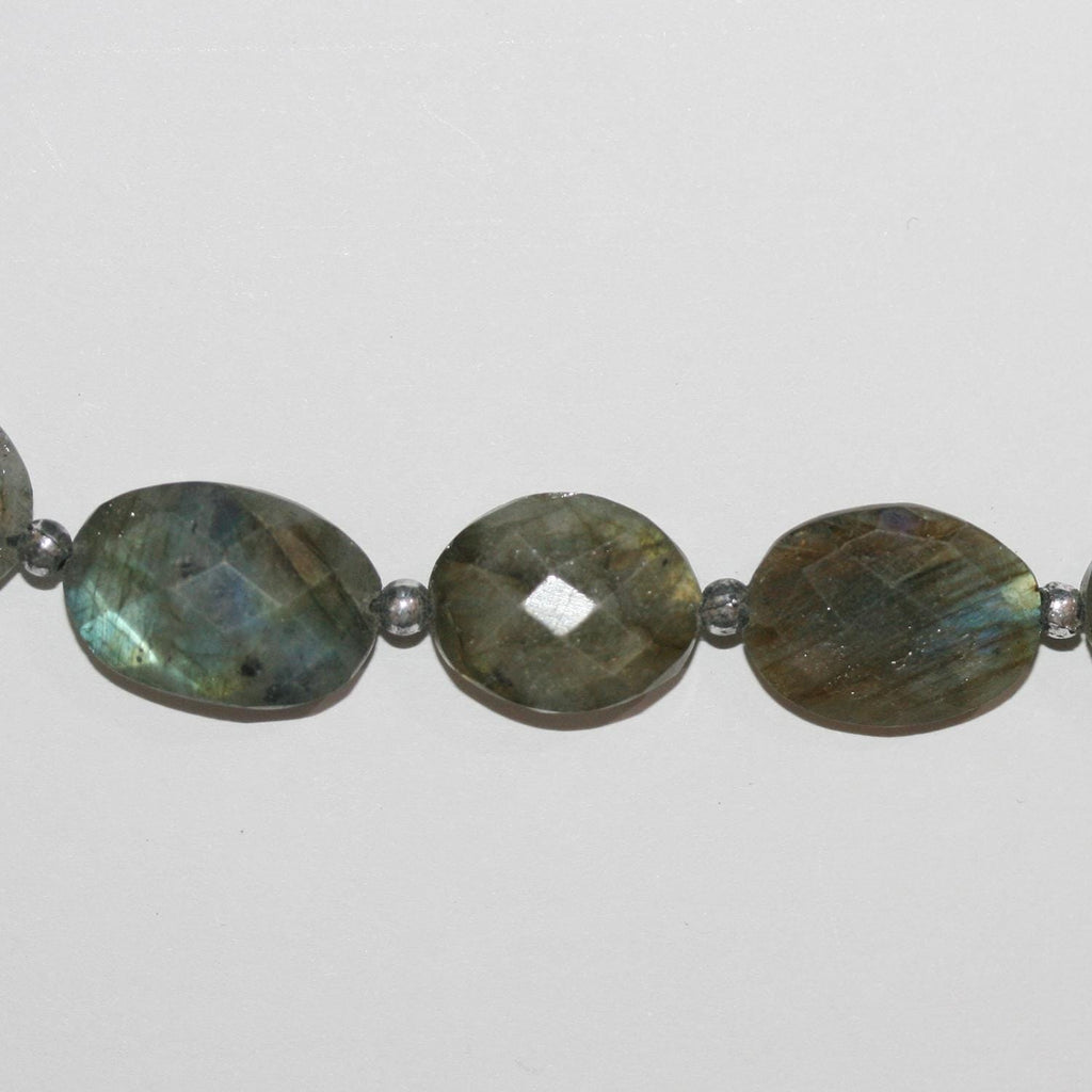 10" St Labradorite Faceted Oval Beads 16x12mm.Approx.-Strand 26cm.