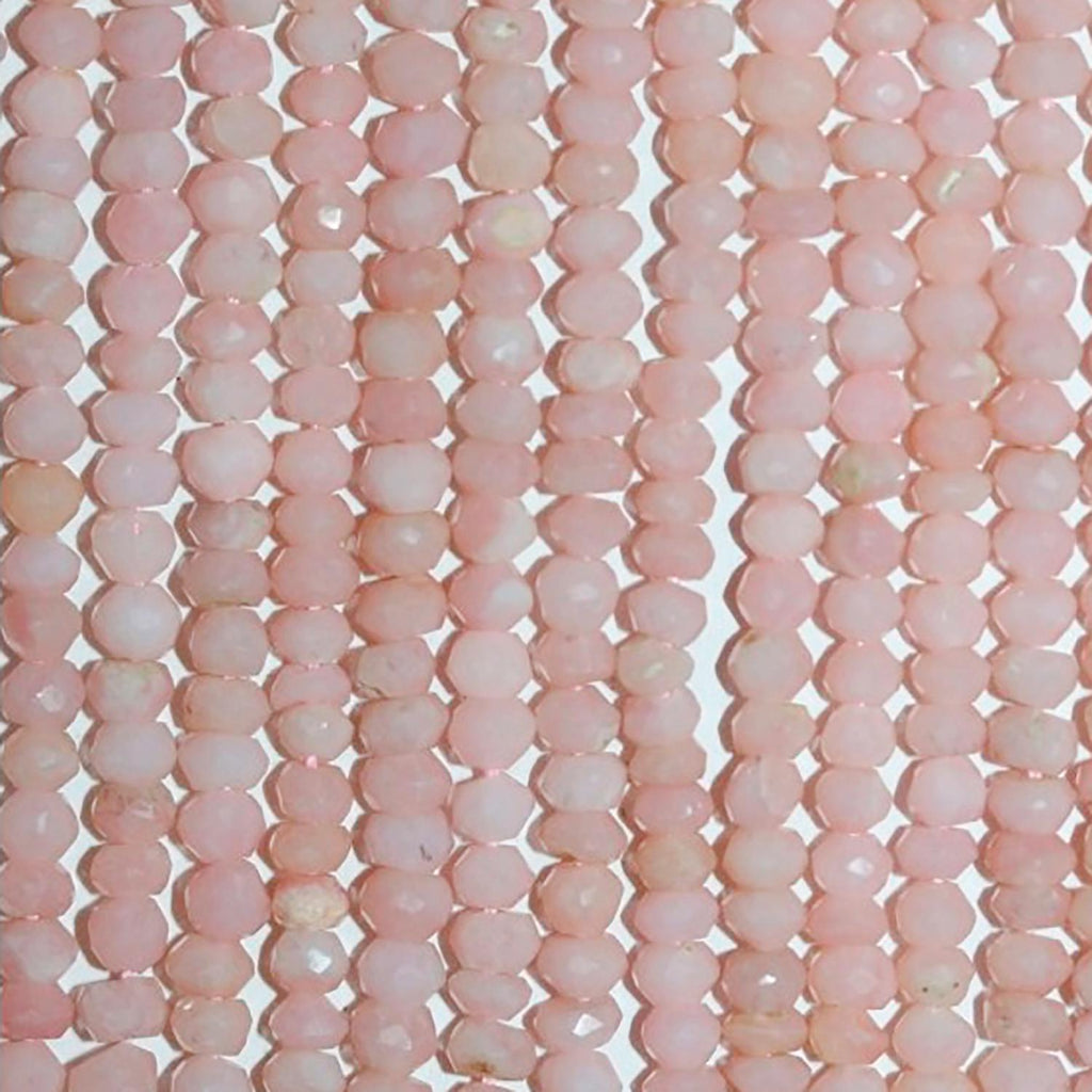 Perles rondelles à facettes en opale rose St, 14 pouces (35,5 cm), 3 x 2 mm environ. Longueur du fil : 37 cm.