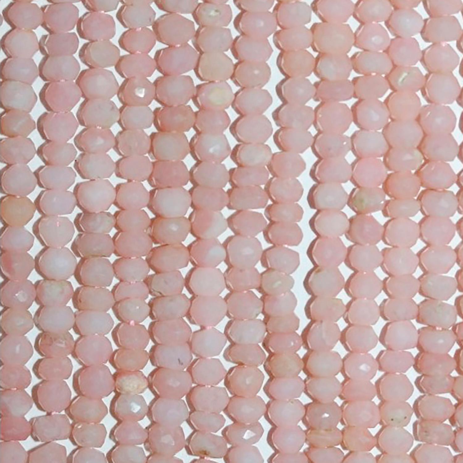 Perles rondelles à facettes en opale rose St, 14 pouces (35,5 cm), 3 x 2 mm environ. Longueur du fil : 37 cm.