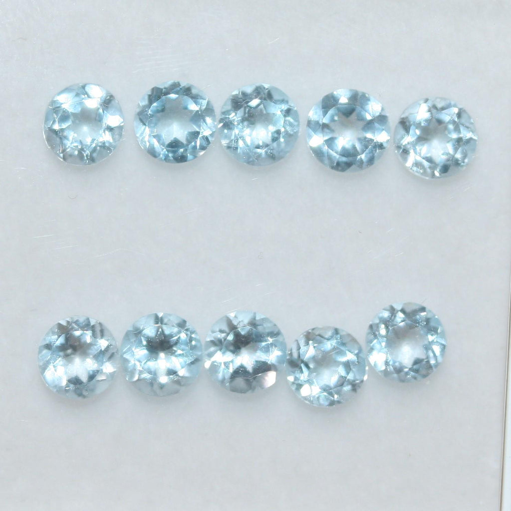 10Pcs Lot Sky Topaz Round Faceted 5mm .( 10 Pcs )