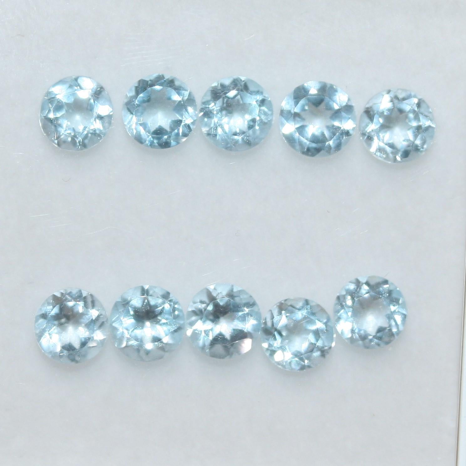 10Pcs Lot Sky Topaz Round Faceted 5mm .( 10 Pcs )