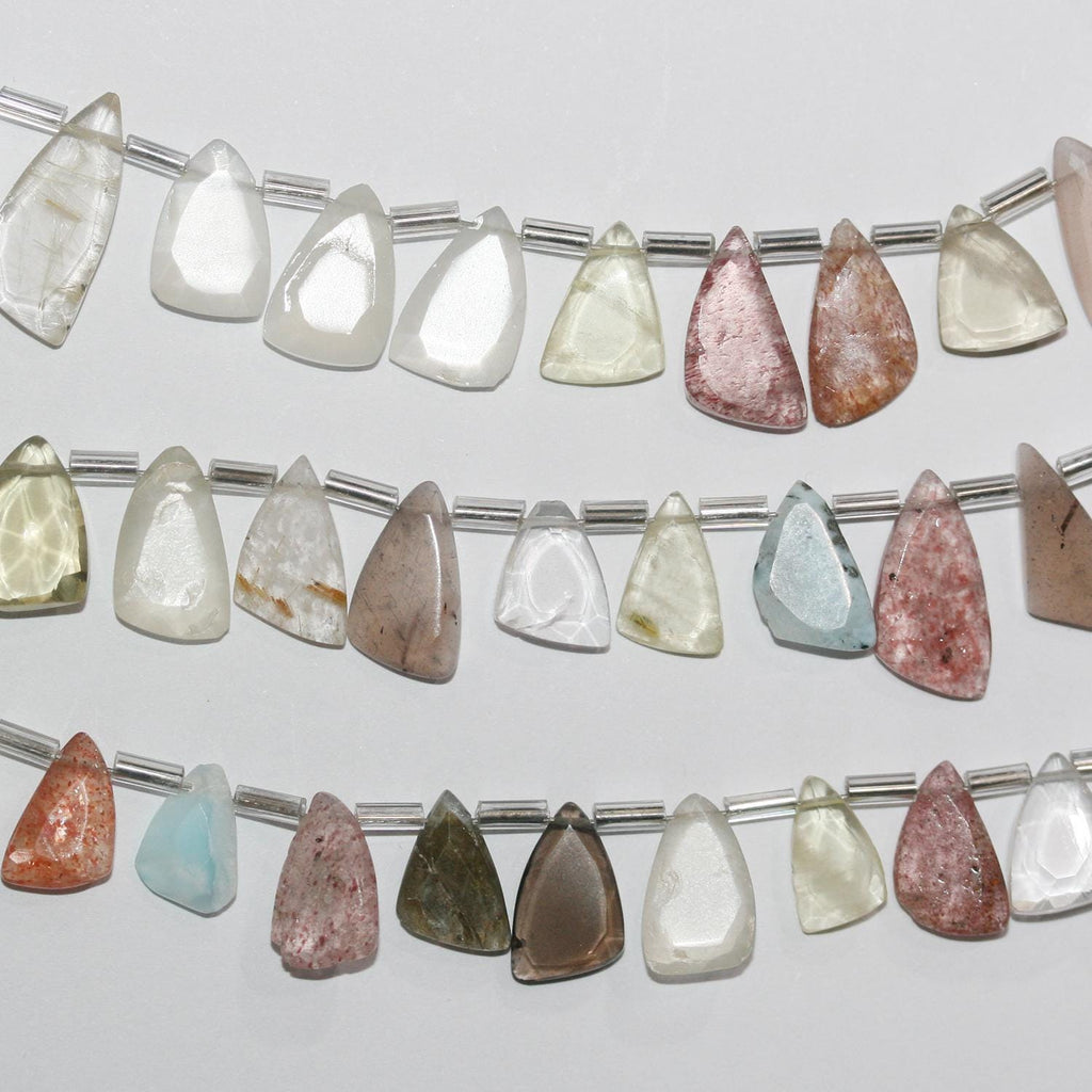 Cuentas de punta de lanza facetadas de múltiples piedras de 8" St 10x8 mm. Aprox. - Hilo de 21 cm.