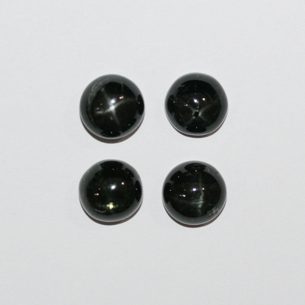 Lote de 4 cabujones redondos de diópsido estrella de 10 mm (4 piezas)