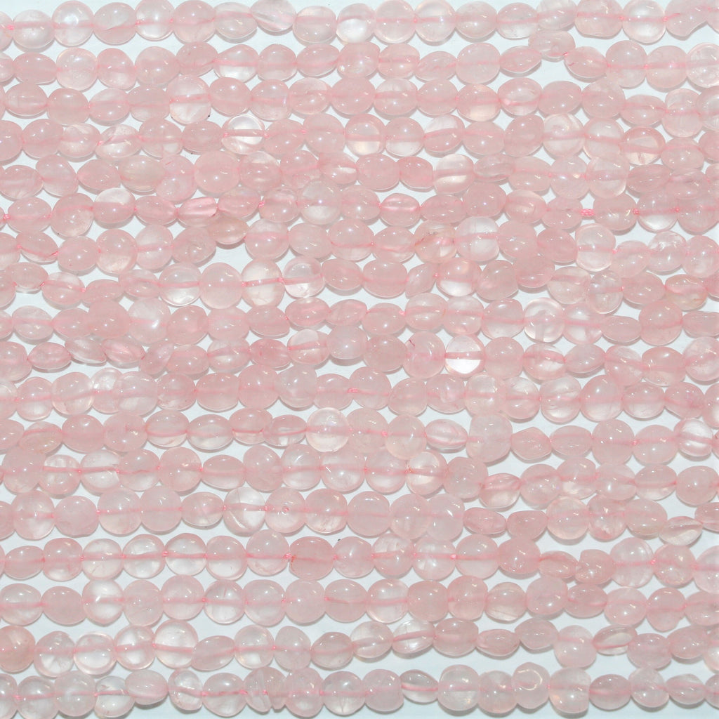 Perles rondes lisses en quartz rose St de 14 pouces, 5 mm - Brin de 37 cm.