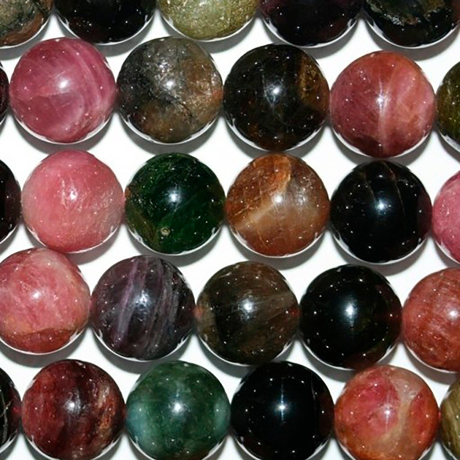 Cuentas redondas de turmalina de 16" (11-12 mm) - Hilo de 40 cm