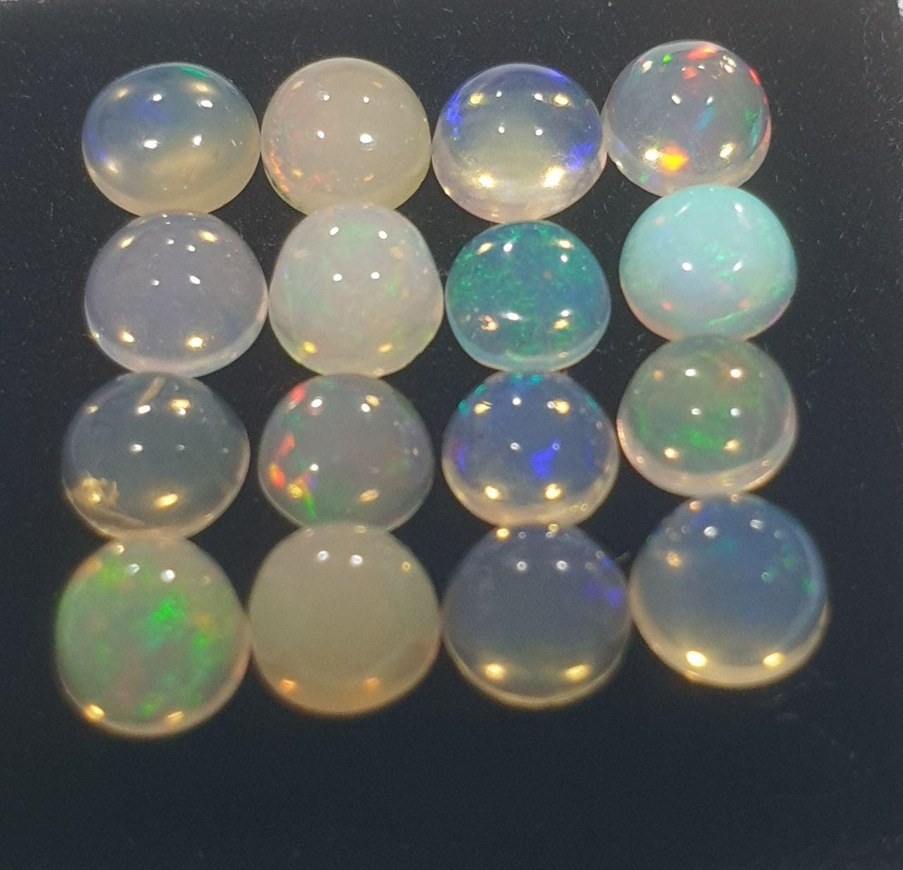 Ethiopian Opal Lot Round Cabochon 4mm. (16pcs)  -Gemstone Parcels-Loose Stones Wholesale Price