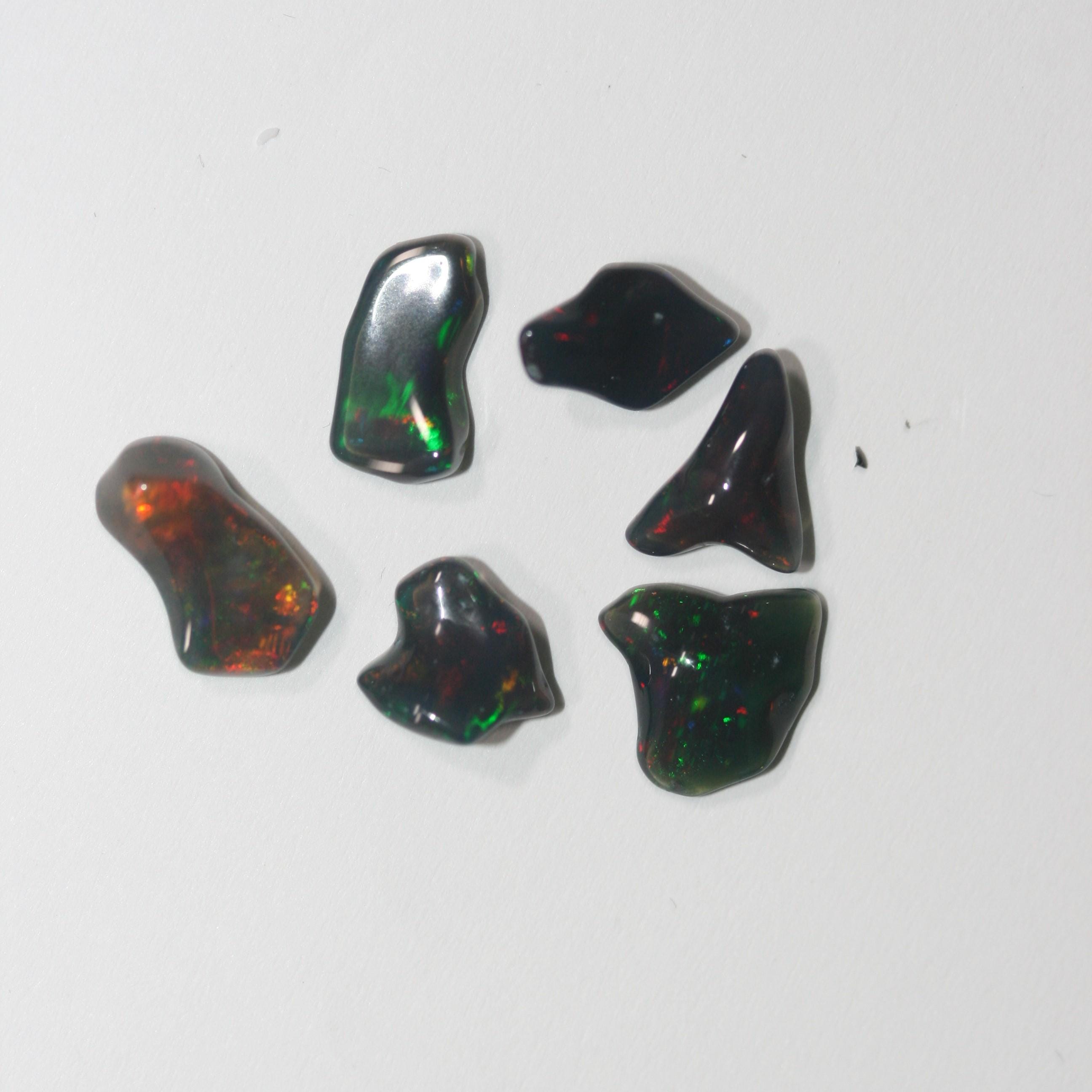 Lote de 6 piezas de ópalo negro etíope de forma irregular, de 8 a 10 mm (6 unidades) - Paquetes de piedras preciosas - Piedras sueltas al por mayor