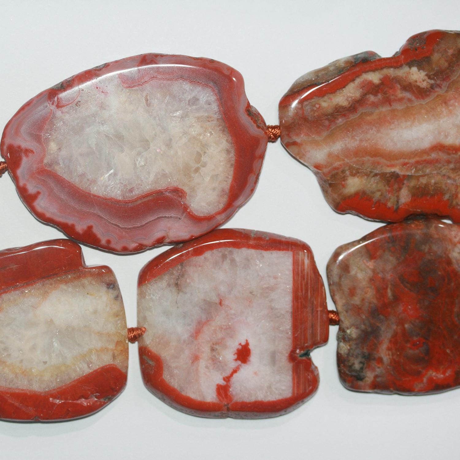 Perles ovales irrégulières lisses en agate multicolore St 16" 60x45mm.-Environ-40cm.