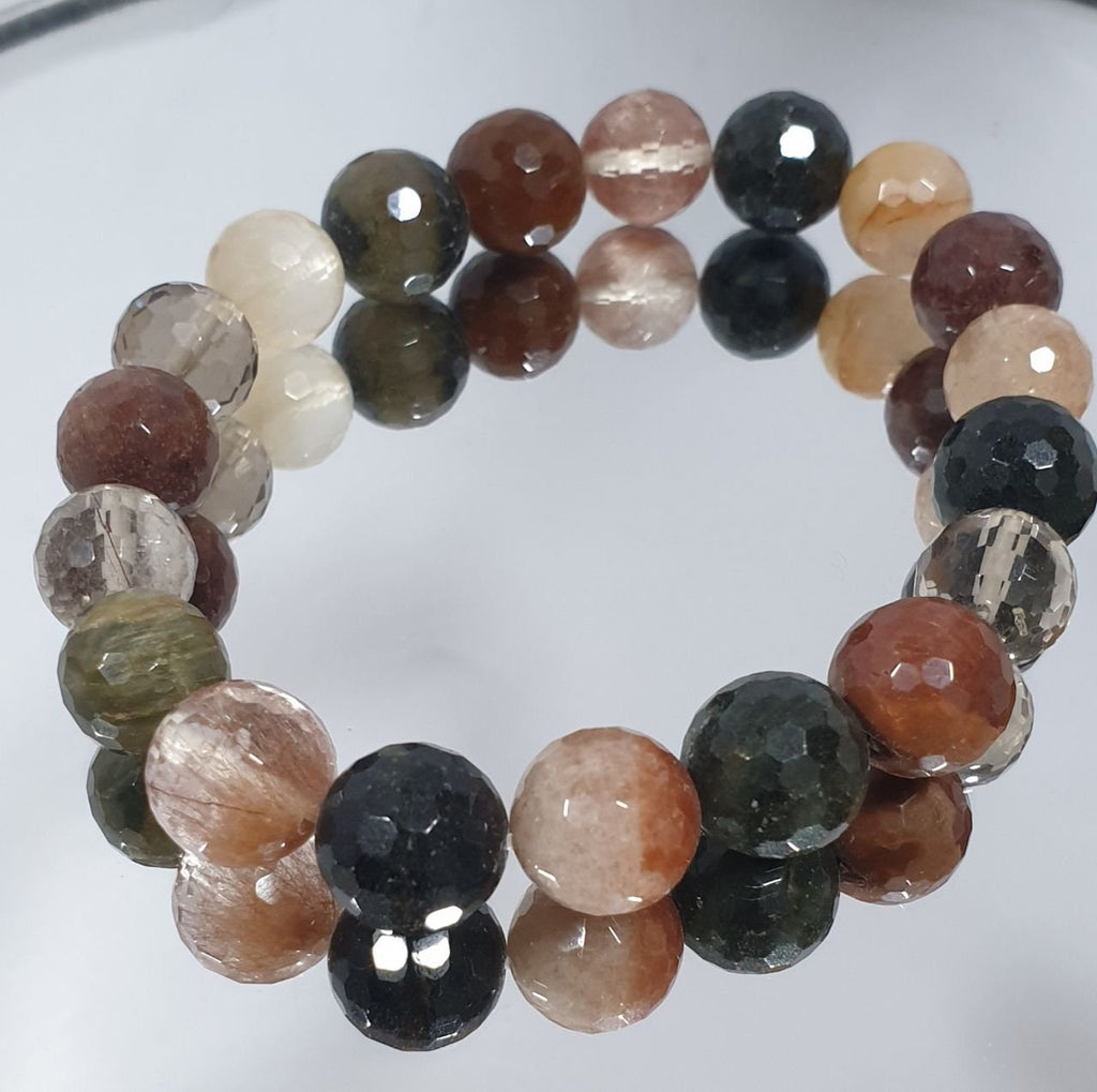 Pulsera elástica de cuarzo rutilado con cuentas redondas de 12 mm - Proveedor de joyas - Poder curativo - Brasil