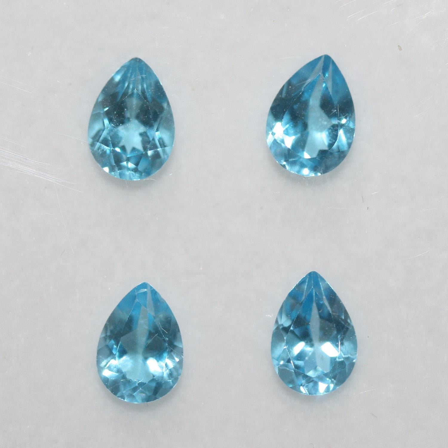 Lote de 4 piezas de topacio azul suizo facetado, 7 x 5 mm. (4 piezas)