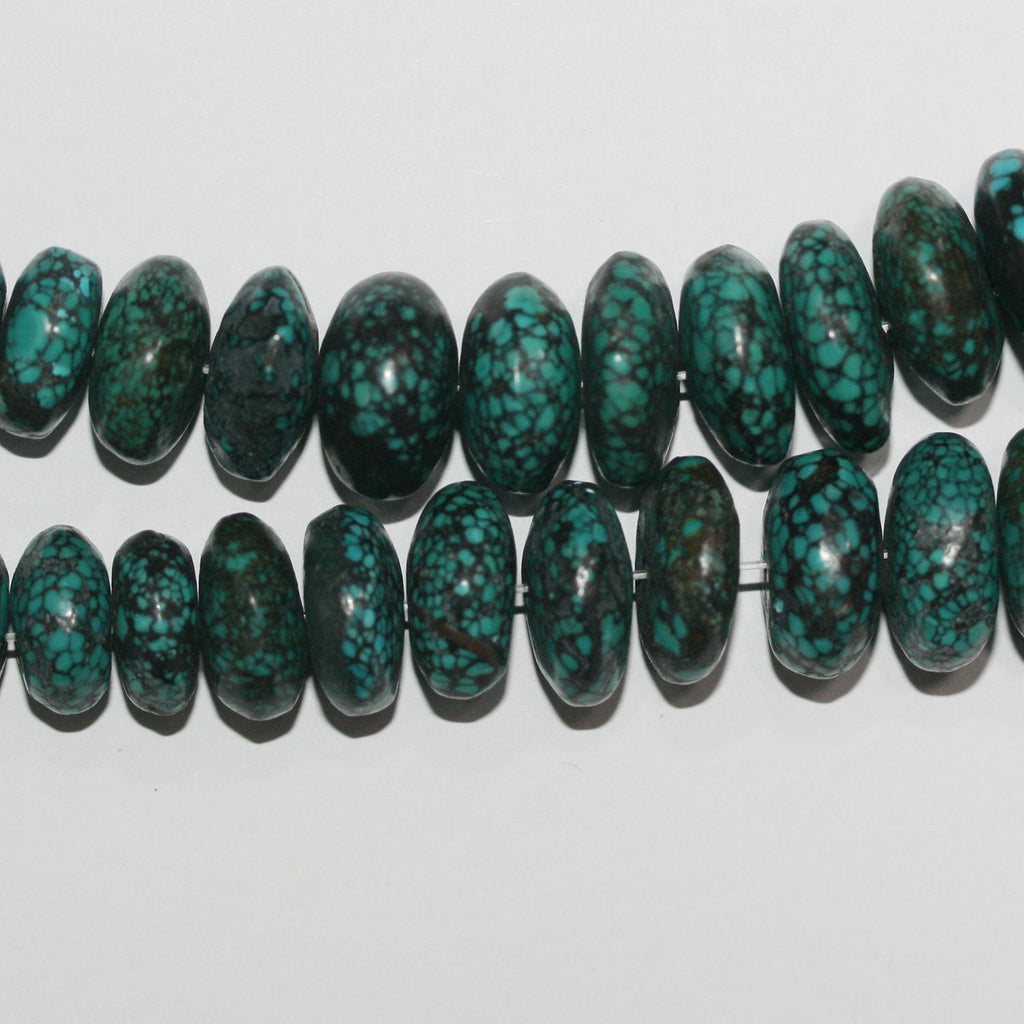 Cuentas redondas lisas de turquesa de 16" (10 x 6-22 x 9 mm) graduadas. Aprox. - Hilo de 40 cm.