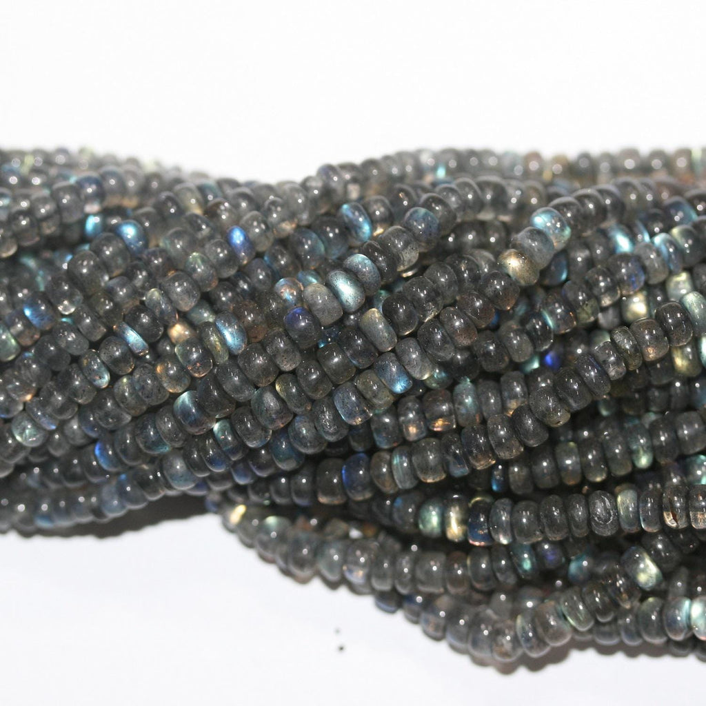 Cuentas redondas lisas graduadas de labradorita de 16". 4 x 2,5 mm - 3 x 2 mm - tira de 40 cm.