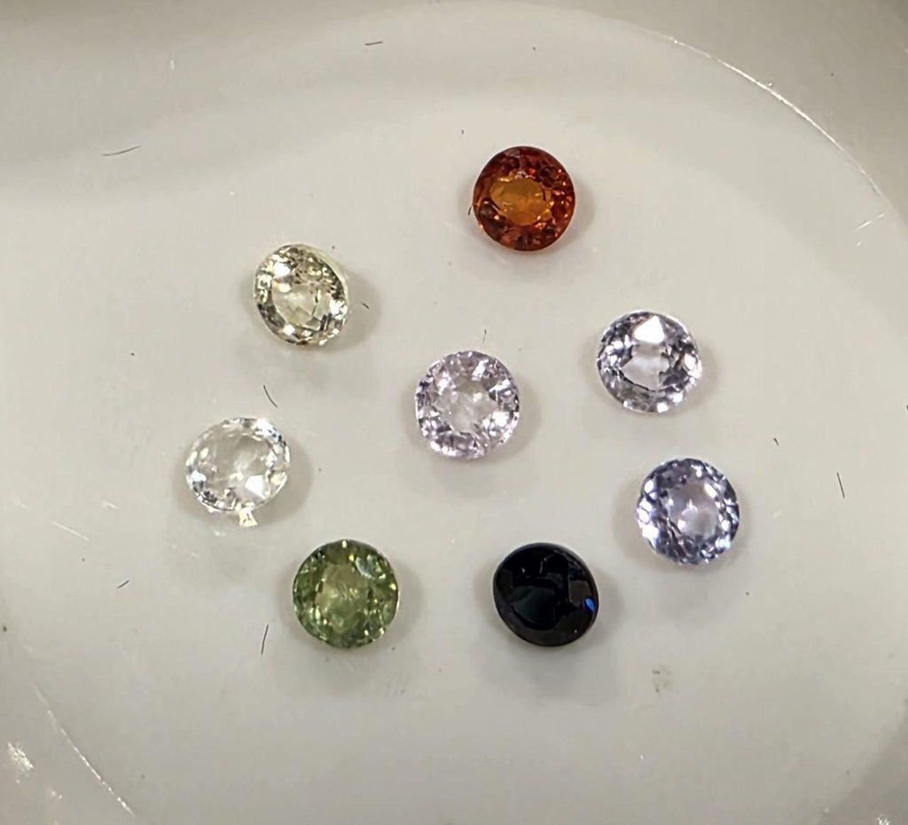 Lot de saphirs multicolores à facettes rondes de 2,8 à 3 mm (8 pièces) - Pierres précieuses en vrac - Prix de gros - Gemmes naturelles