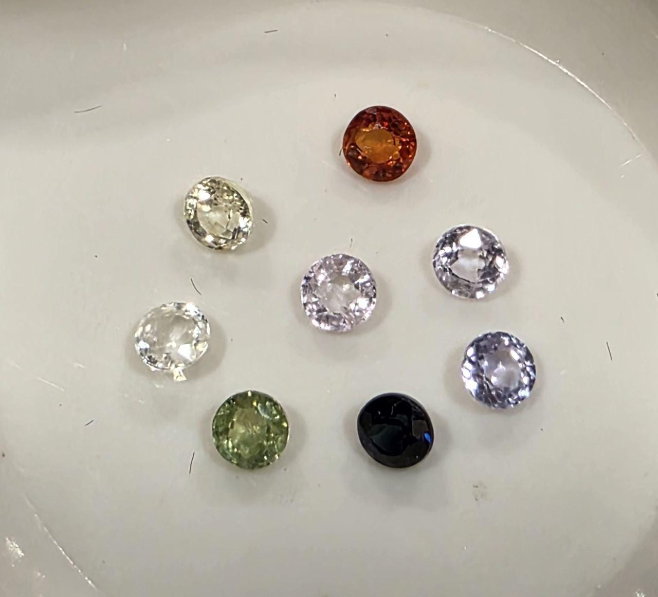 Lote de 8 zafiros multicolores redondos facetados de 2,8-3 mm - Paquetes de piedras preciosas - Piedras sueltas al por mayor - Gemas naturales -