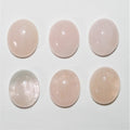 6 cabochons ovales lisses en morganite, 12 x 10 mm.