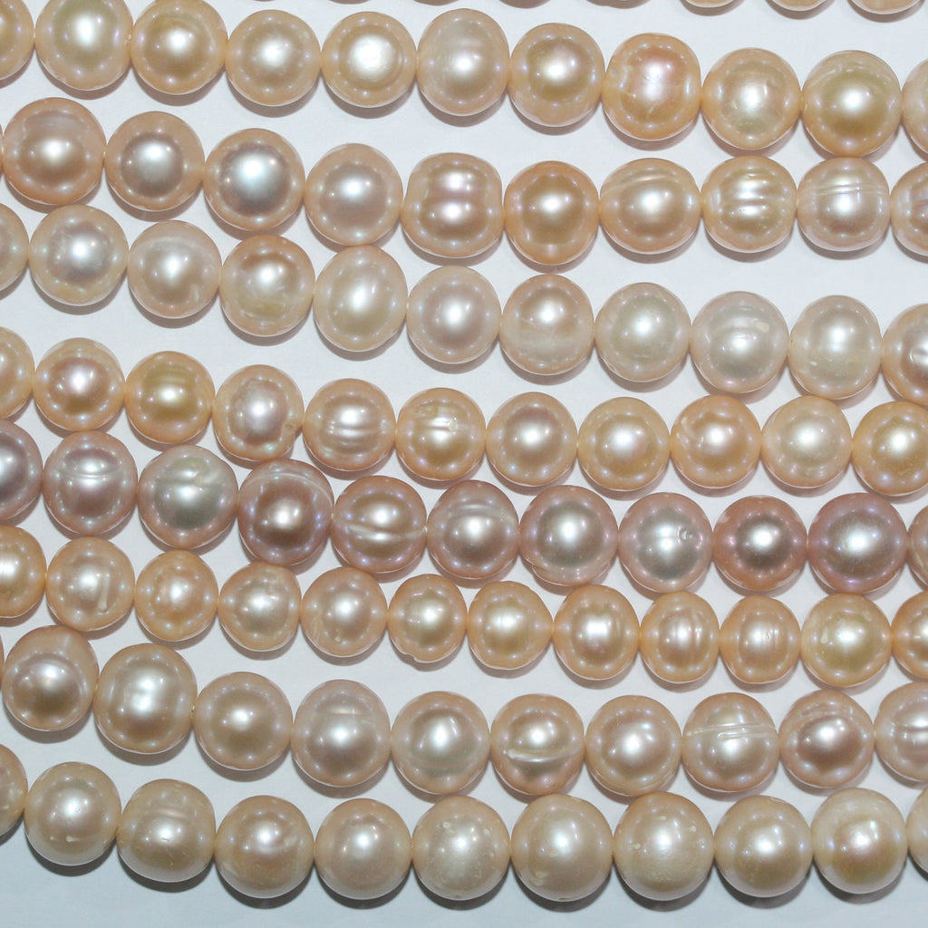 Perla redonda de agua dulce color salmón de 15" (11-12 mm) - Hilo de 39 cm - Perlas naturales - Precios al por mayor