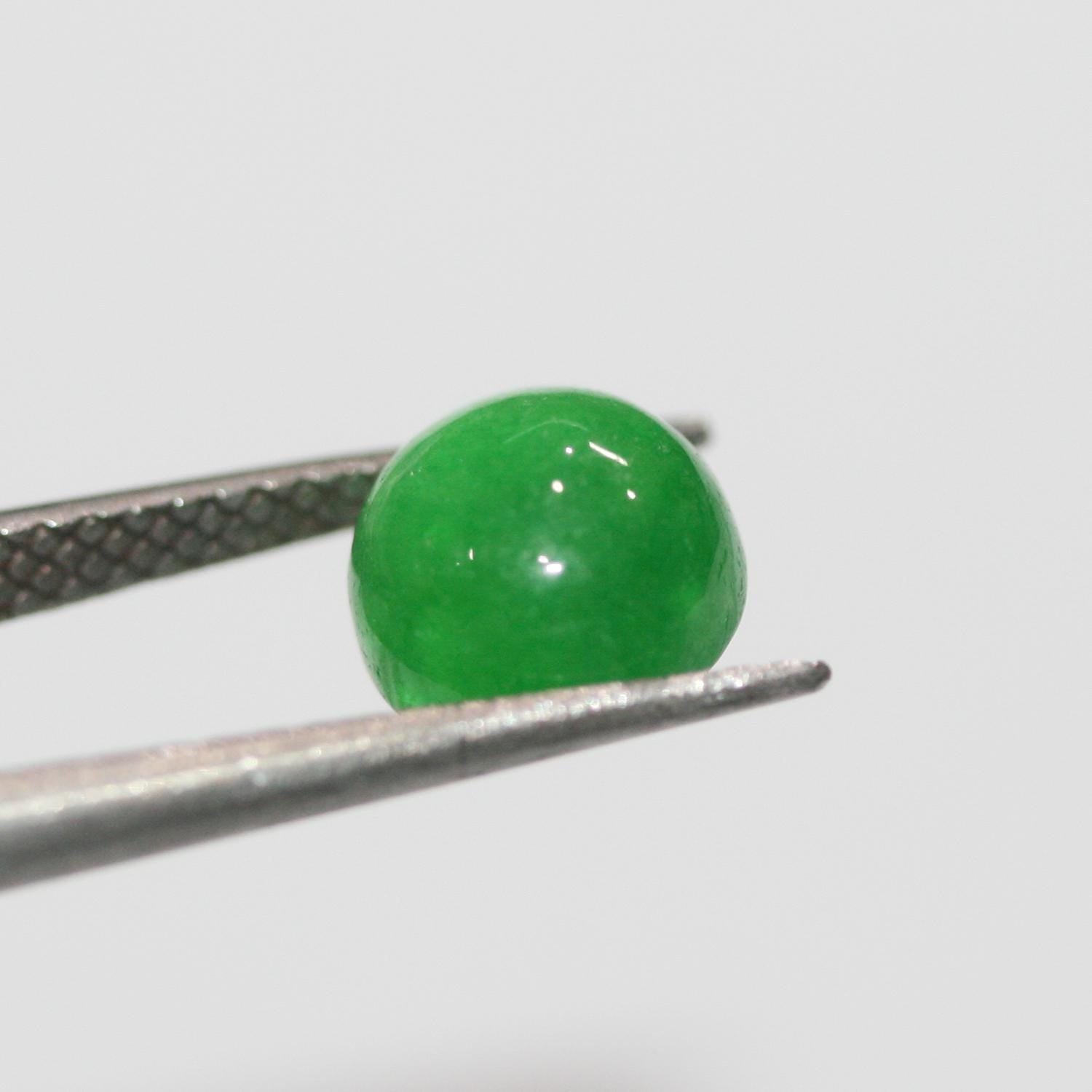 Lote de 4 cabujones redondos de jade verde (4 unidades) de 8 mm