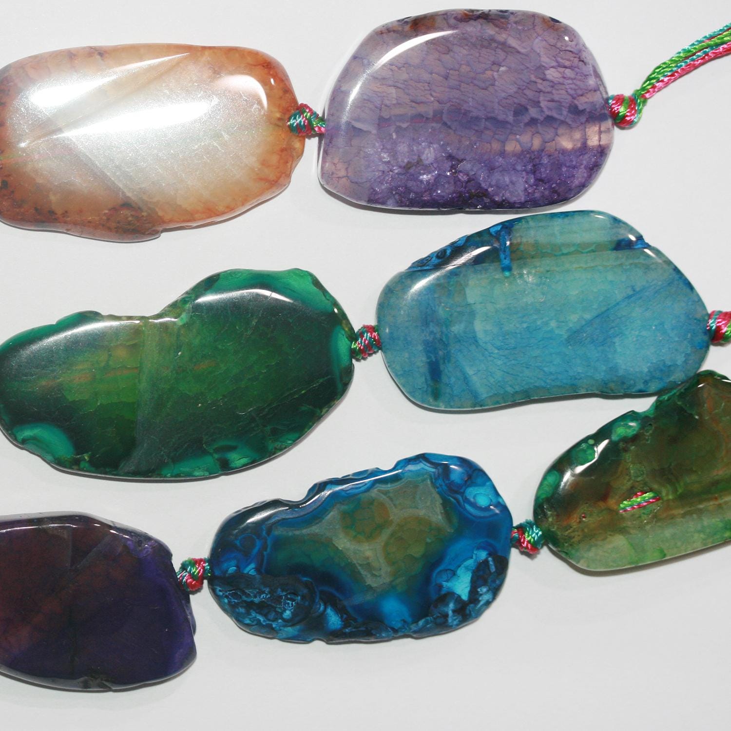 Perles ovales lisses en agate multicolore St 16" 42x25mm.-Environ-Rig 40cm.