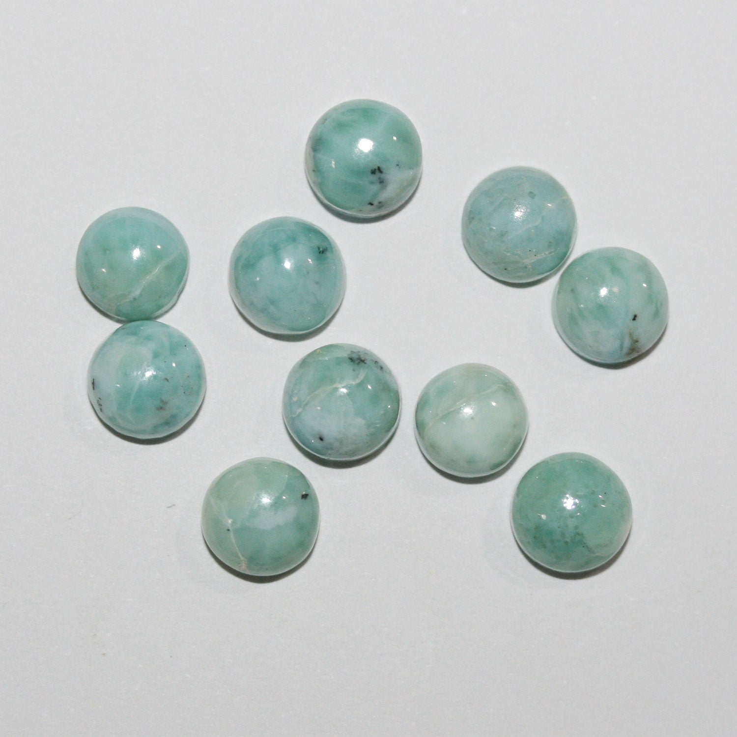 10Pcs Lot Larimar Smooth Round Cabochon 8mm. (10 pcs.).