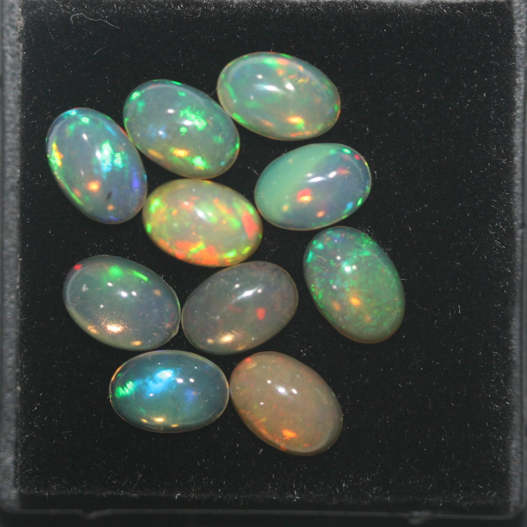Wello Ethiopian Opal Lot Oval Cabochon 6x4mm. (10pcs)  -Gemstone Parcels-Loose Stones Wholesale Price