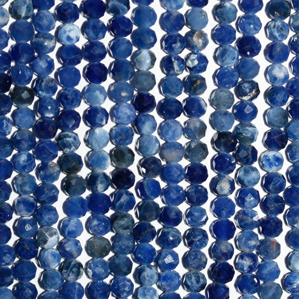 Perles rondes à facettes en sodalite St 15" 2 mm - Fil de 39 cm.