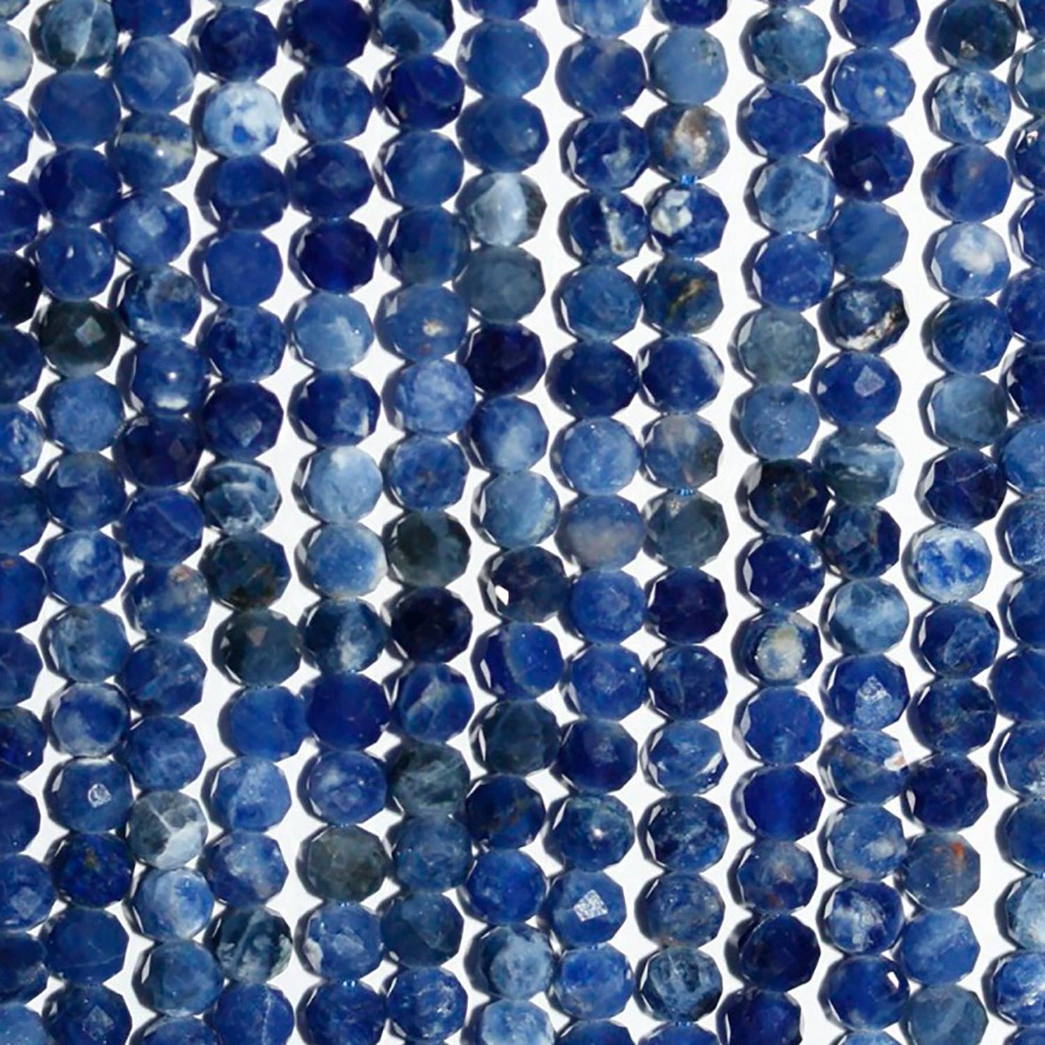 Perles rondes à facettes en sodalite St 15" 2 mm - Fil de 39 cm.