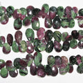 Cuentas de zoisita rubí de 18 cm, facetadas y graduadas, de 12 x 9-17 x 11 mm. Aprox. - Hilo de 18 cm.