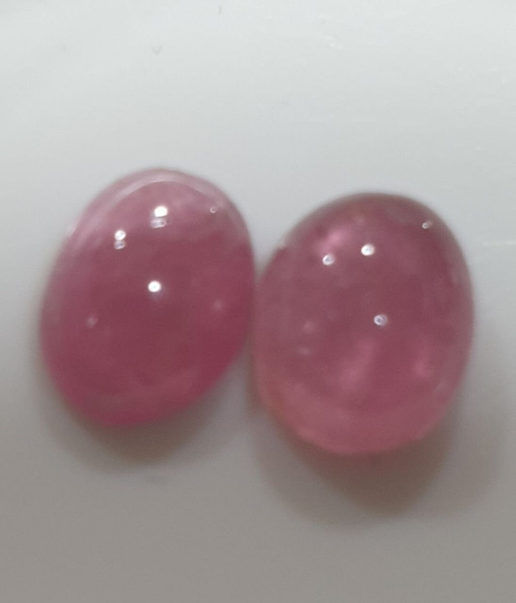 Pink Tourmaline Pair Oval Cabochons 7x5mm.-(2pcs)
