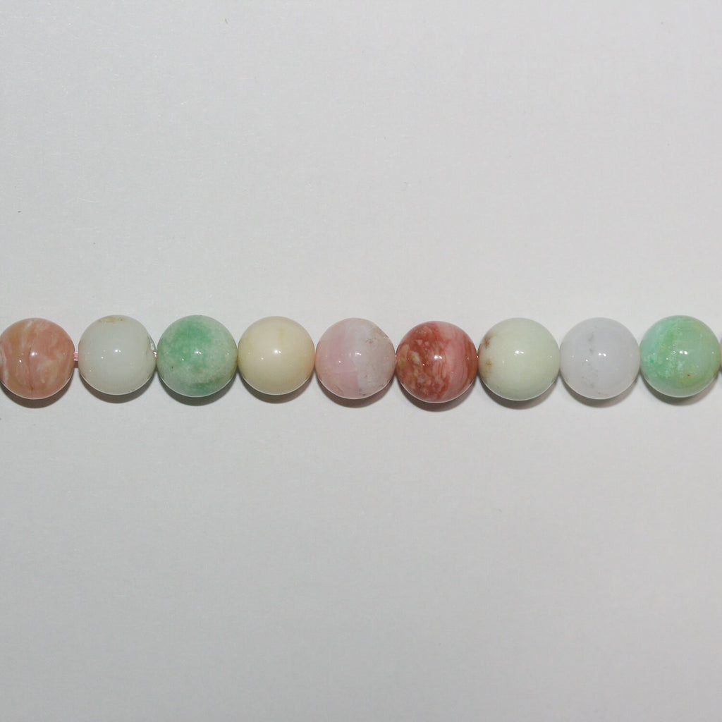 15" Sainte Chrysoprase - Perles rondes lisses en opale rose 10 mm - Fil de 39 cm.