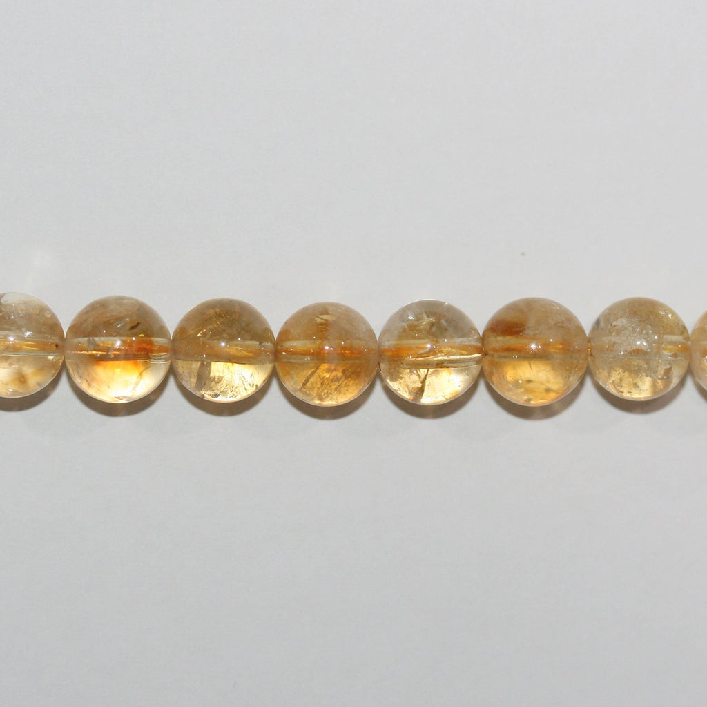 15" Perles rondes lisses en citrine St 8-9mm- Brin 39cm.