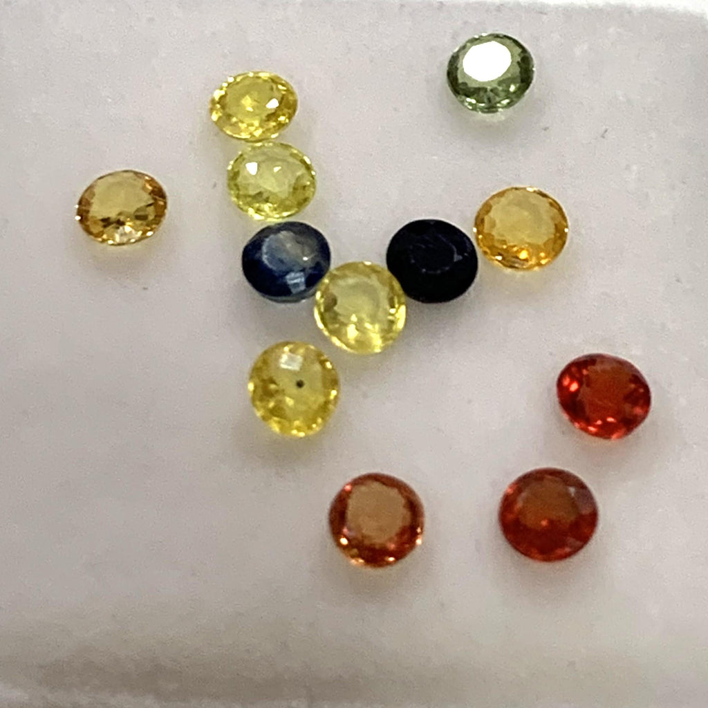 Lot de 12 saphirs multicolores à facettes rondes de 2,7 à 2,8 mm - Pierres précieuses en vrac - Prix de gros - Gemmes naturelles