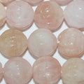 16 perles rondes sculptées en morganite St, 13 mm - Fil de 40 cm