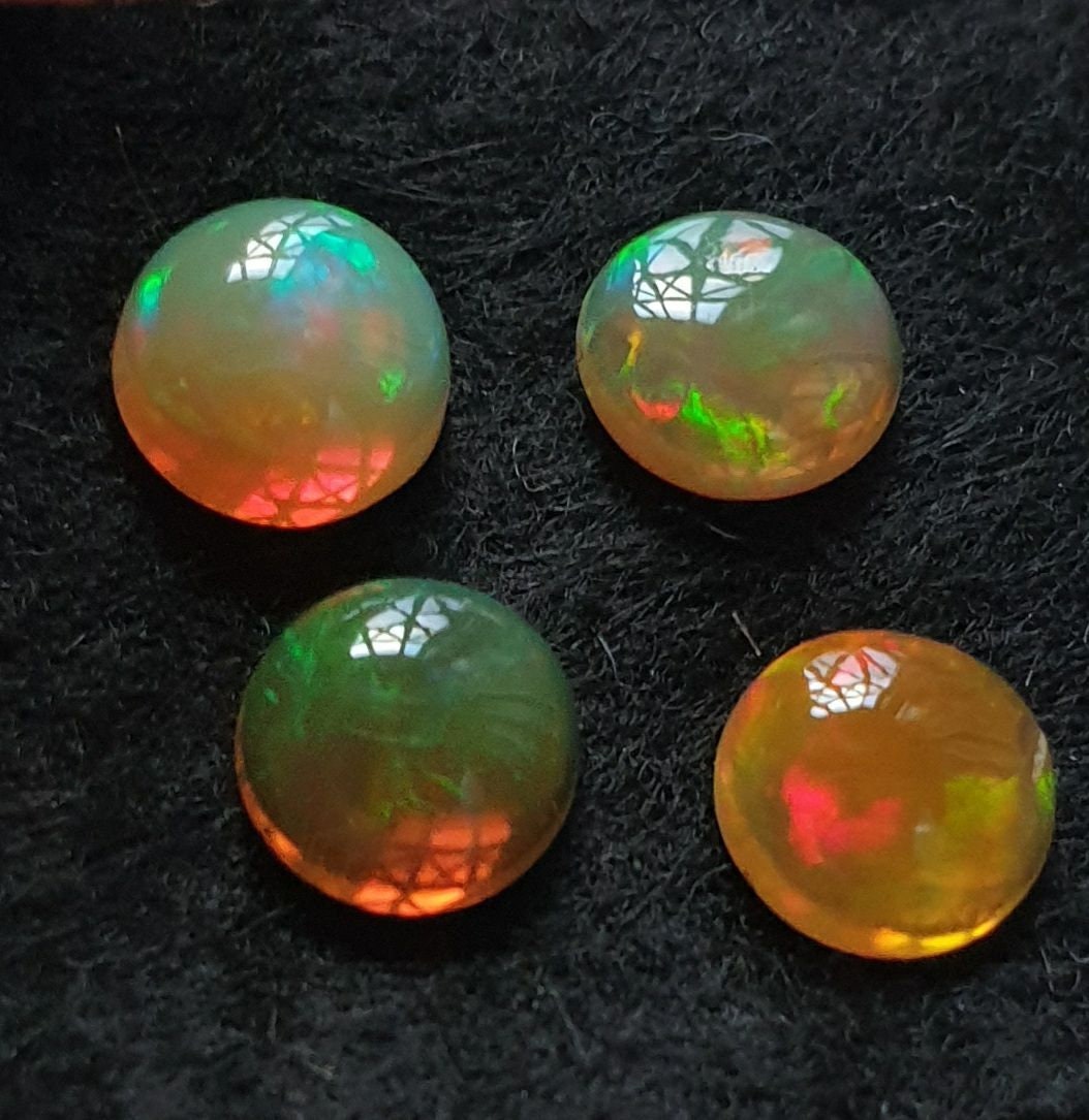 Ethiopian Opal Lot Round Cabochon 6mm. (4pcs)  -Gemstone Parcels-Loose Stones Wholesale Price