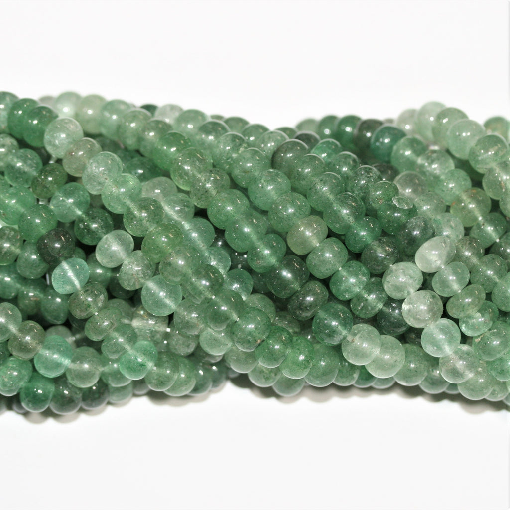 Cuentas redondas lisas de aventurina verde de 19", 7 x 5 mm. Aprox. - Hilo de 48 cm.