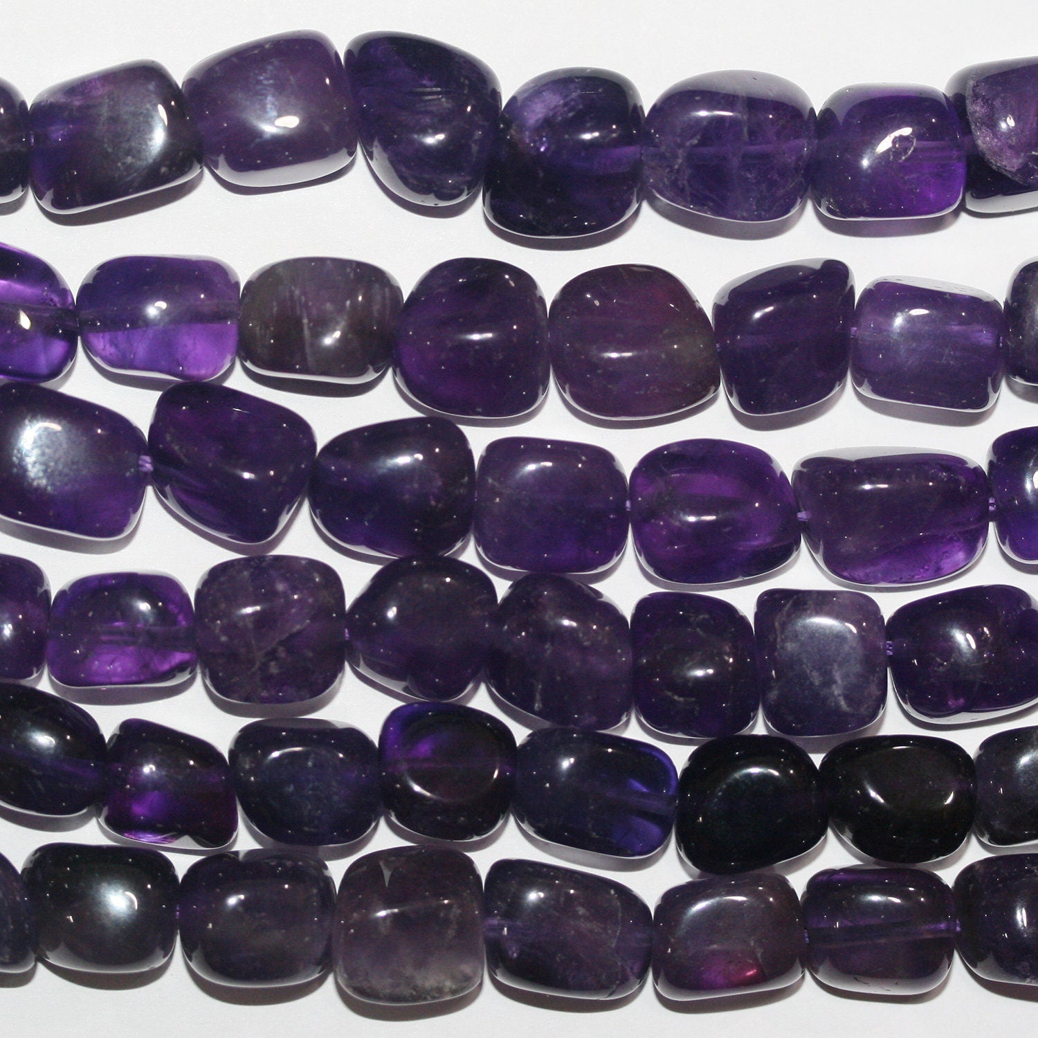 14" St Amethyst Smooth Nugget Beads 10-14mm. Approx.- Strand 38cm.