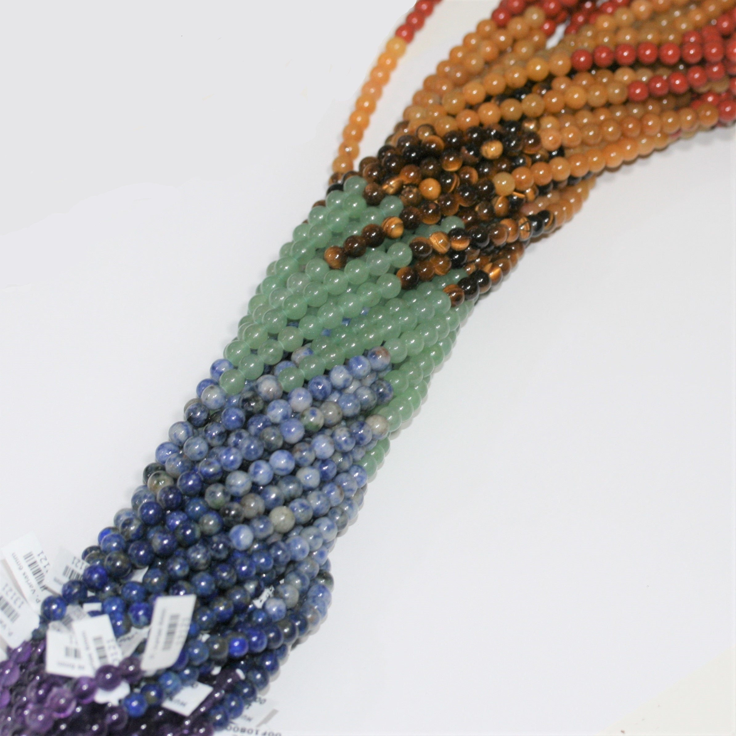 16" St Multi Stone Cuentas Redondas Lisas 6mm.- CHAKRAS - Hilo 39cm.