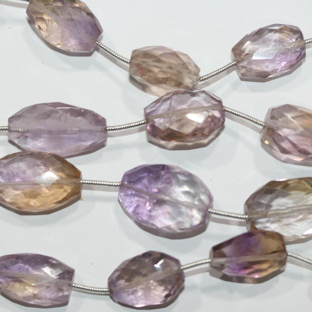 Cuentas ovaladas facetadas de ametrina de 8" de St. 18 x 12 mm - Hilo de 19 cm.