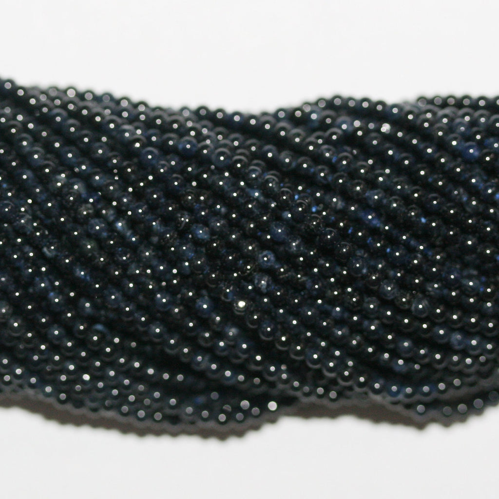 Perles rondes lisses en saphir de 15 pouces, 2 mm, brin de 39 cm.