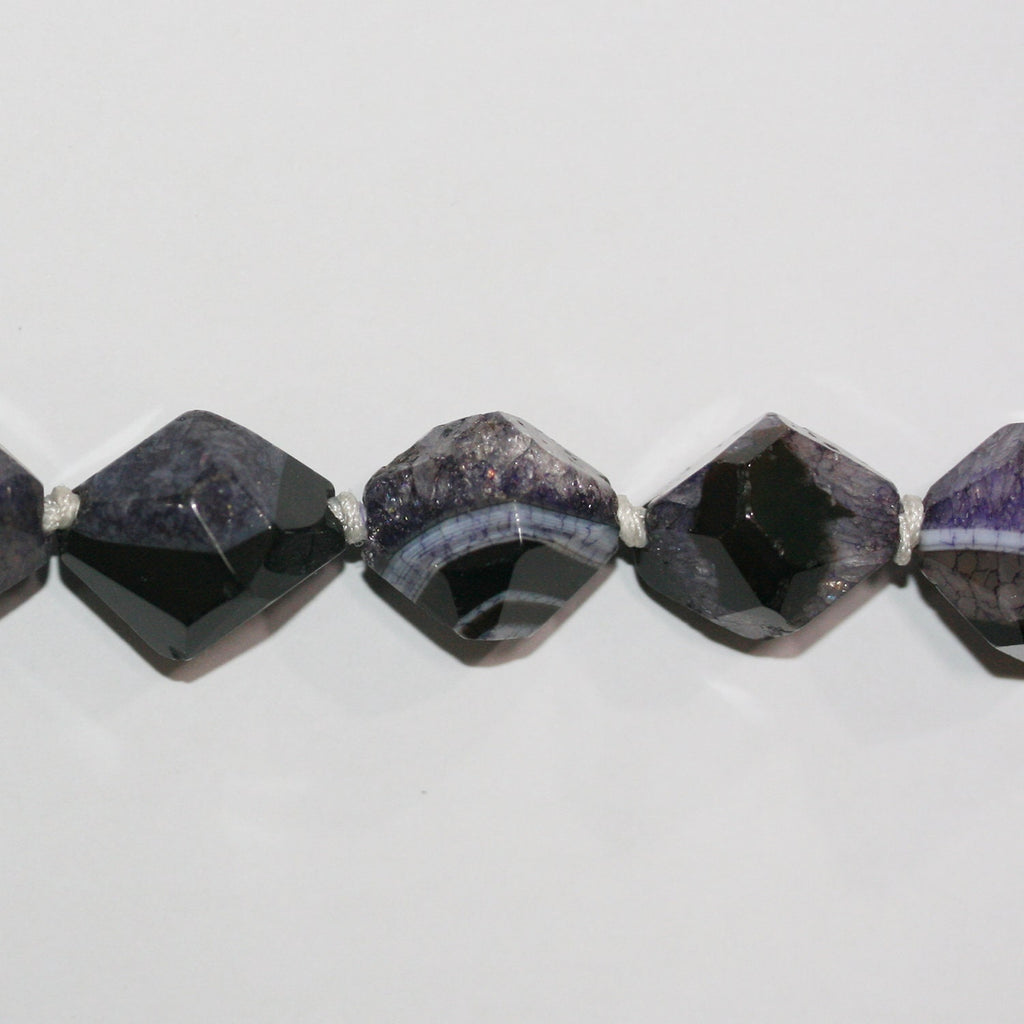 Cuentas de pepita facetadas de ágata con rayas moradas de 16" de 18 x 15 mm, aprox. - Hilo de 40 cm.