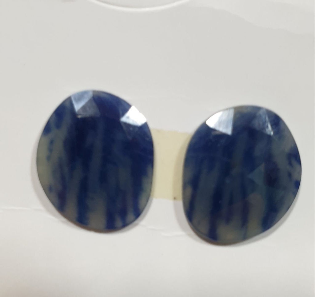 1 Pair Blue Sapphire Cabochon  Layout Matching Pair - Rose Cut 19.8ct Lot- Untreated Gemstone Natural Gems -Wholesale lot