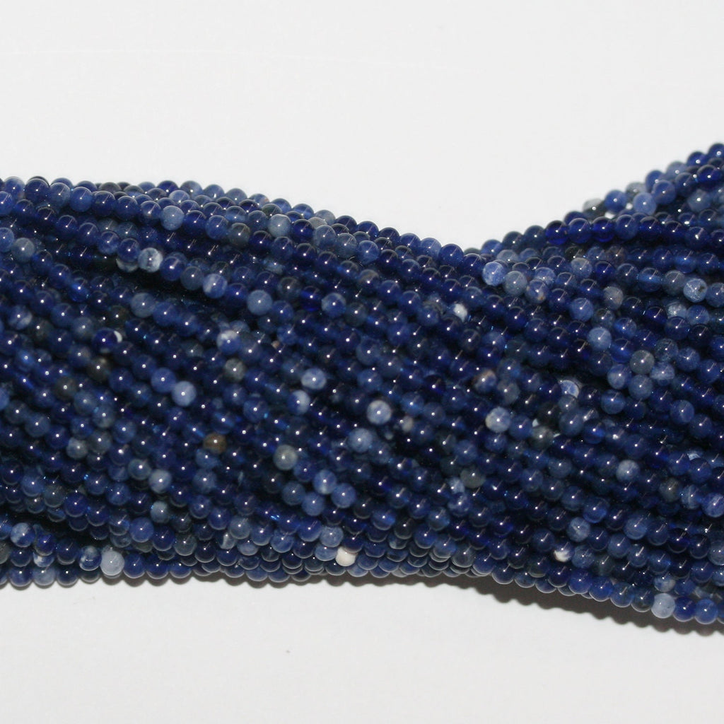Perles rondes lisses en sodalite St 15" 2 mm.-Rig 39 cm.