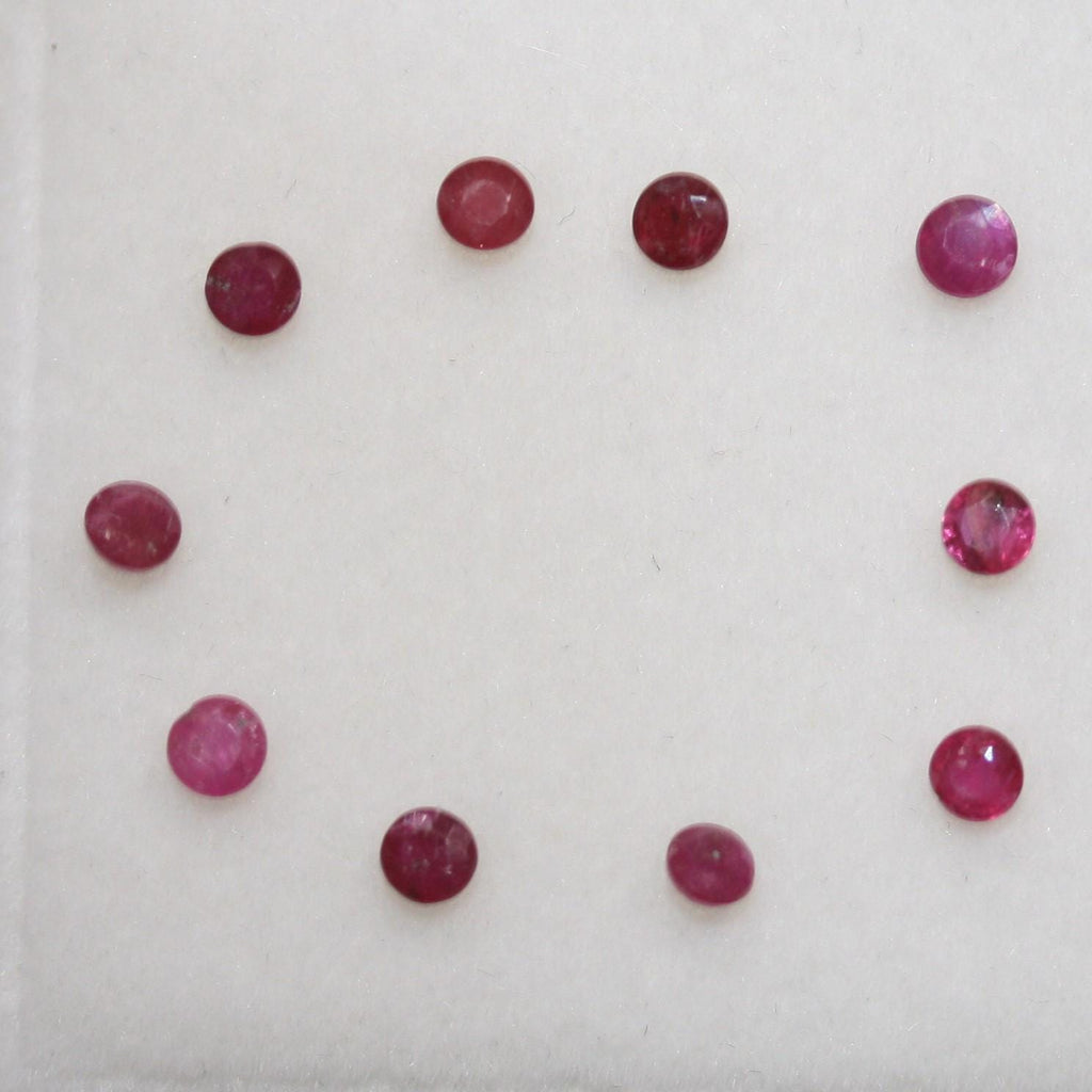10 Pcs Ruby Faceted Round Lot 3mm.(10 pcs)