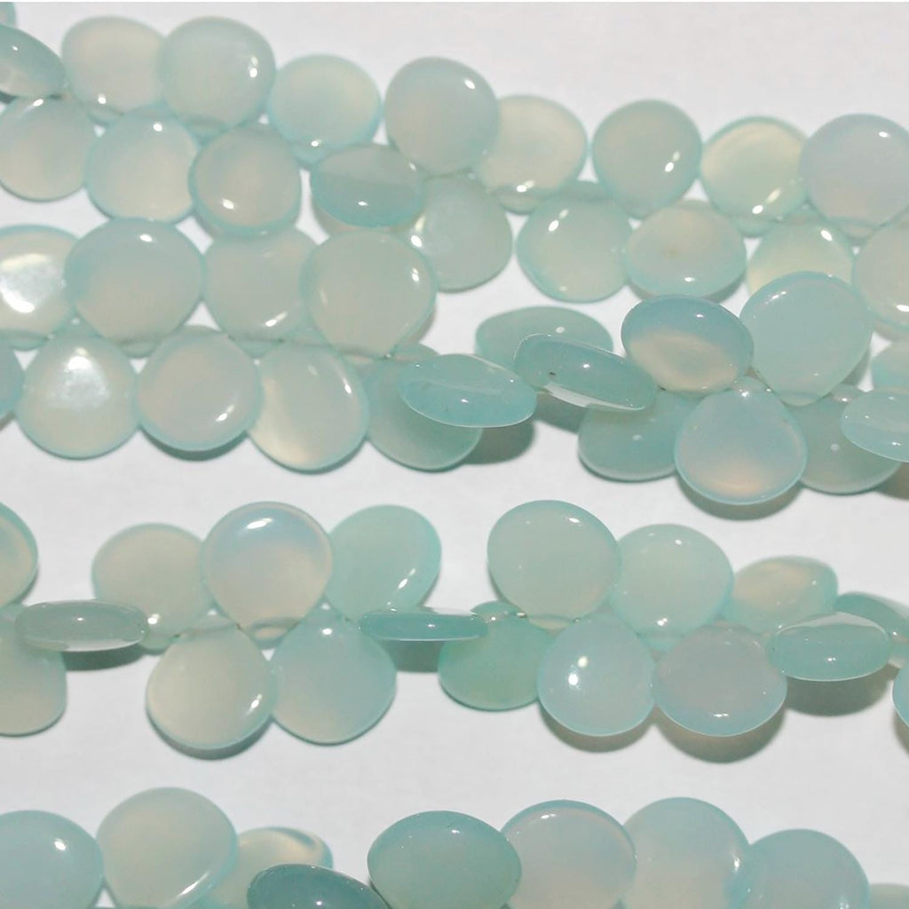 Cuentas lisas de calcedonia azul cielo de 8" (6-9 mm) - Hilo de 20 cm