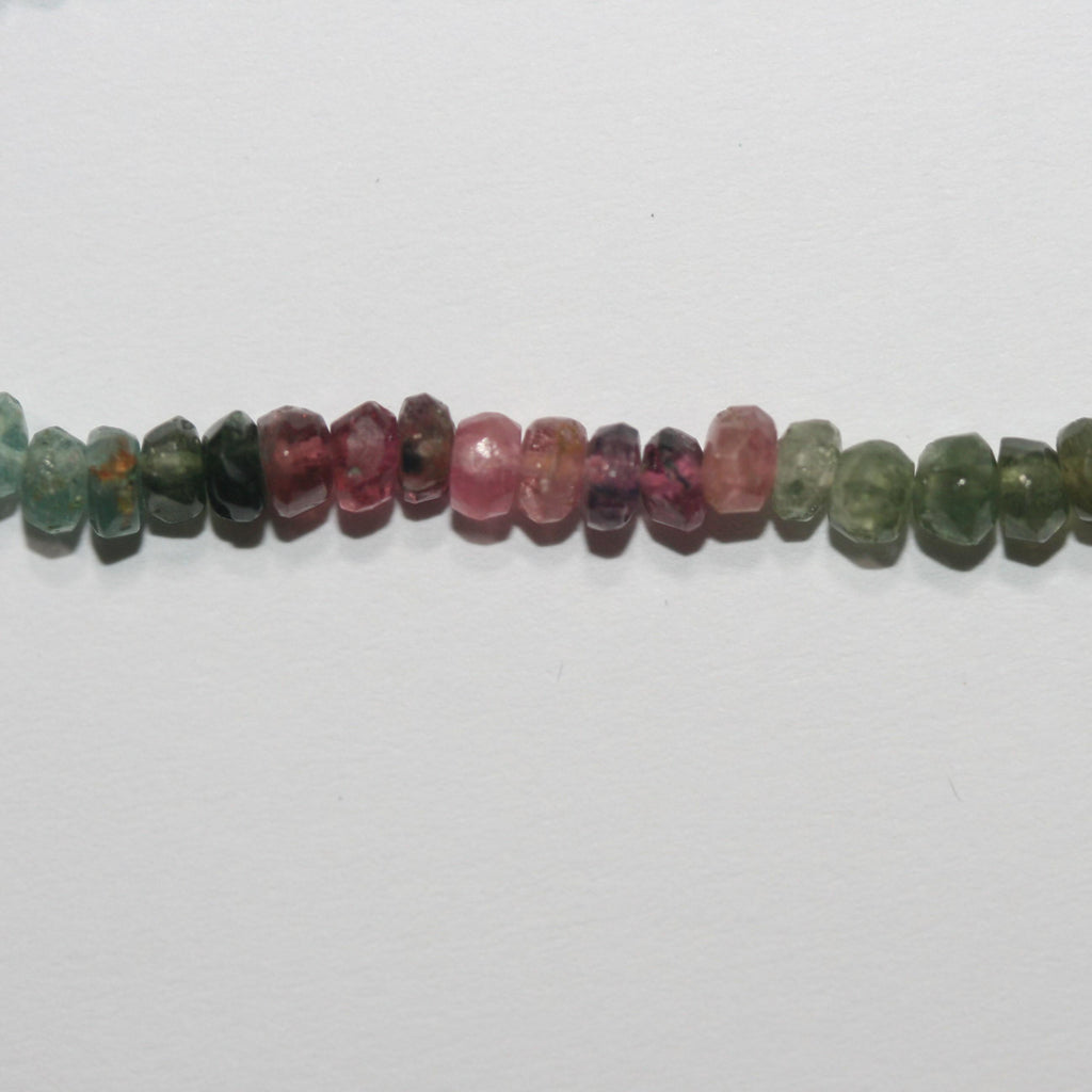 13" St Tourmaline Faceted Rondelle Beads 4x2mm. Approx. -Strand 35cm
