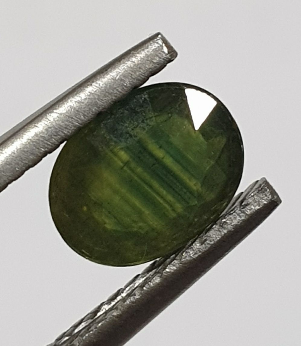 1 Pc Natural Rare Color Green  Sapphire  Oval 8.2x6.4mm 1.77 cts Cut- Wholesale Gemstones- Natural Stones For Jewelry