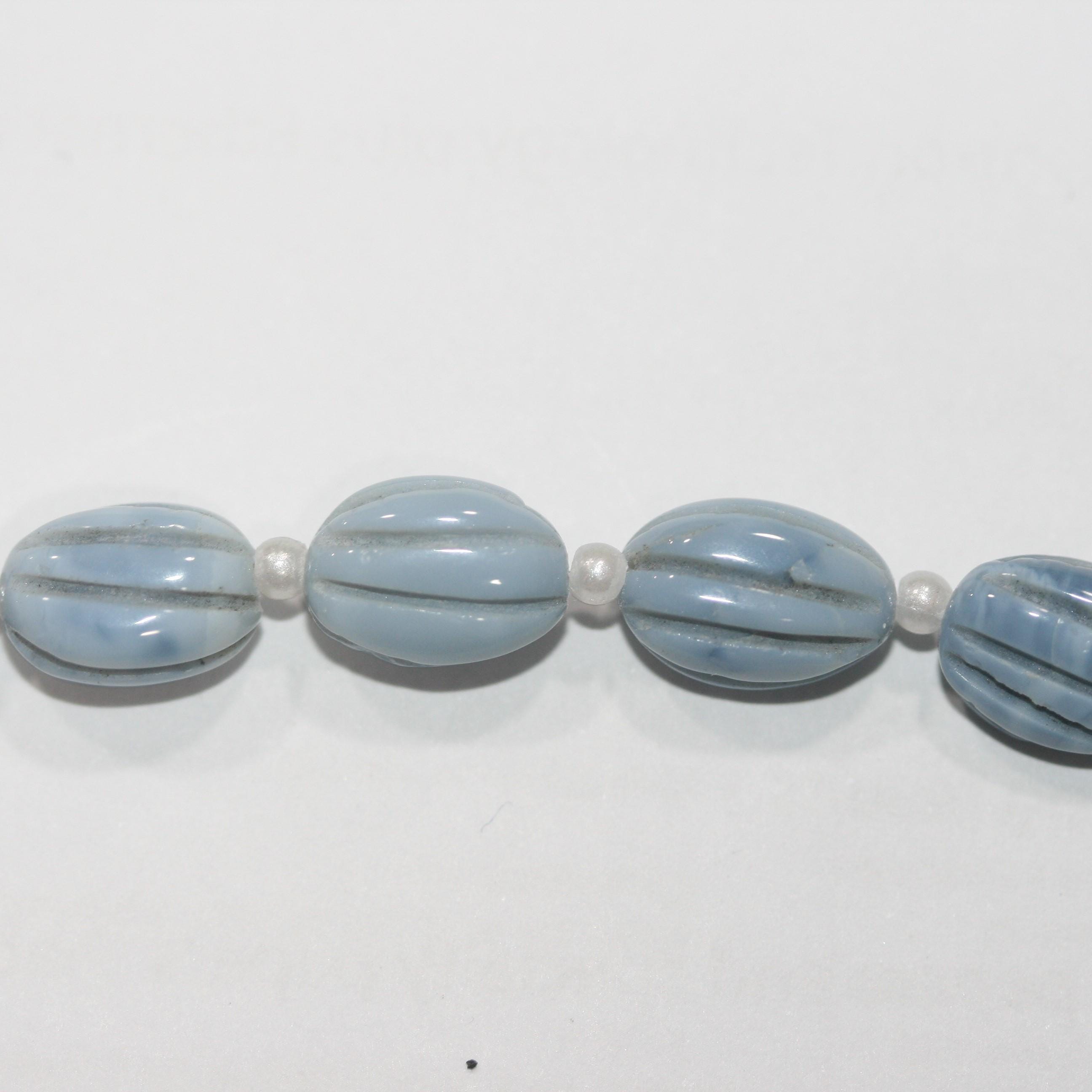 Cuentas ovaladas galonadas de ópalo azul de 8" (10 x 8 mm) - Hilo de 20 cm - Artículo 15023