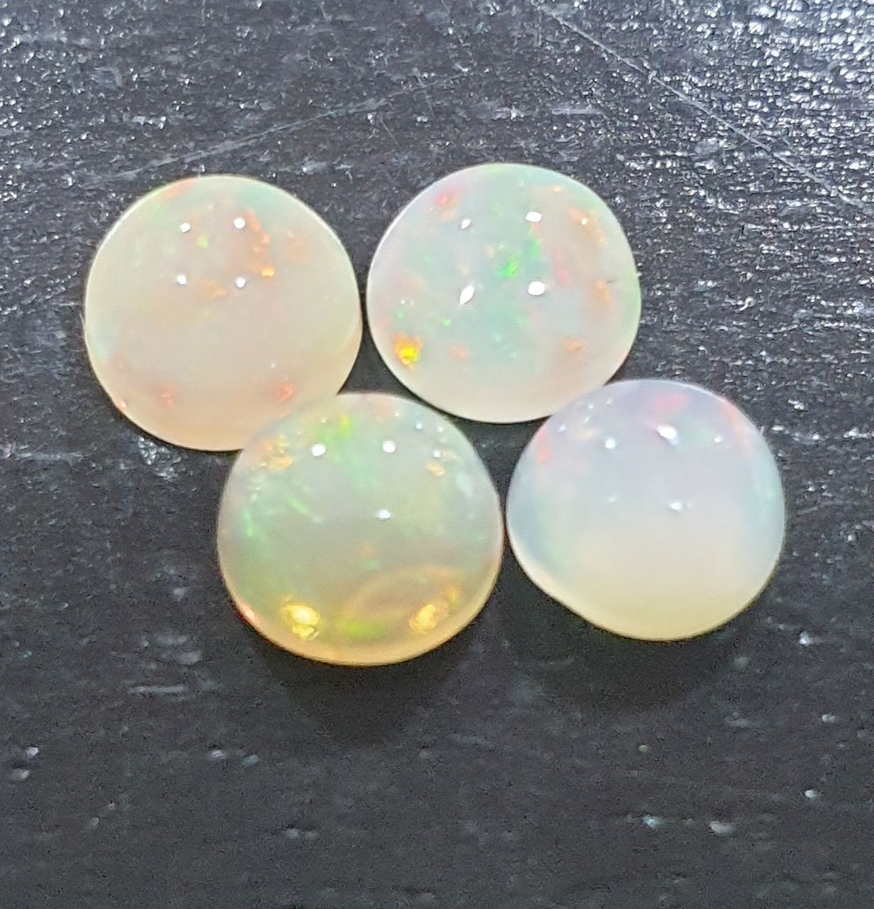 Ethiopian Opal Lot Round Cabochon 6mm. (4pcs)  -Gemstone Parcels-Loose Stones Wholesale Price