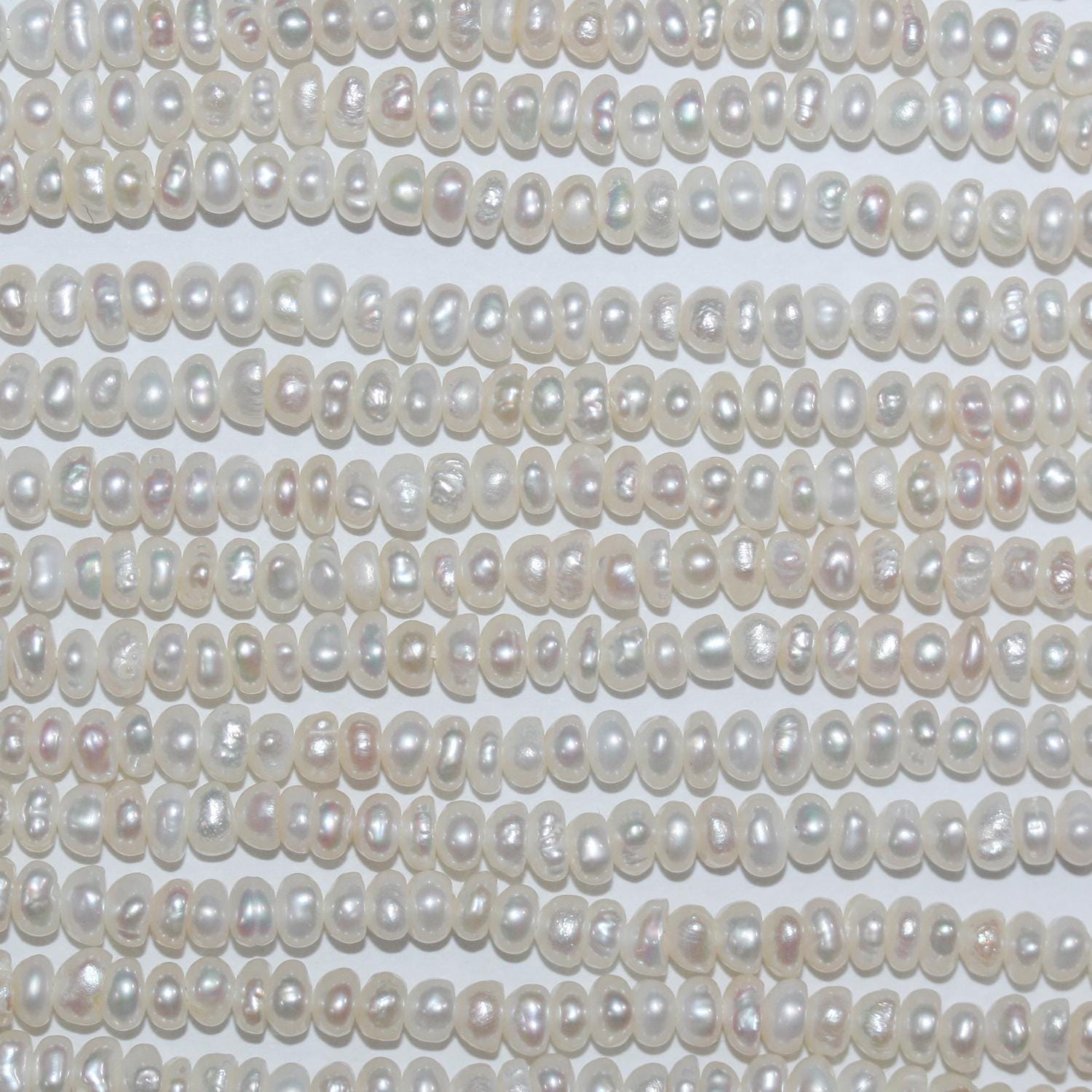 Perla de agua dulce redonda de 14" (4-4,5 mm) - Hilo de 36 cm - Precios al por mayor de perlas naturales