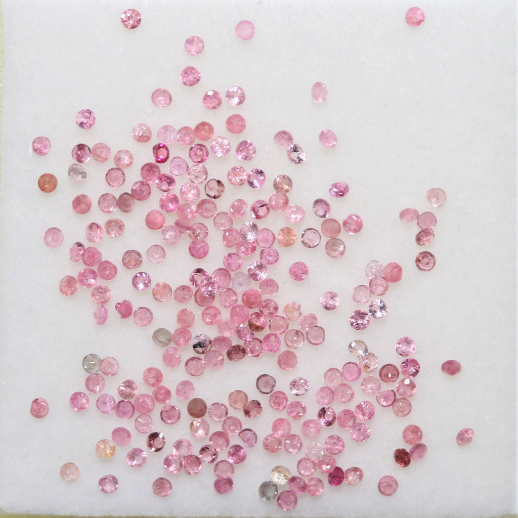 Lote de turmalina rosa redonda facetada de 1,2 mm - Lote de 2 quilates