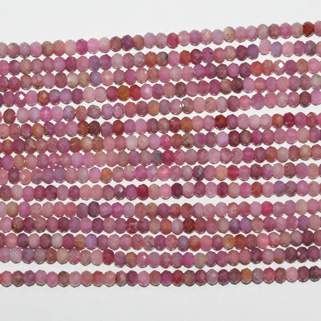 Perles rondelles à facettes St Ruby 15" 4x3mm.-Rig 39cm.